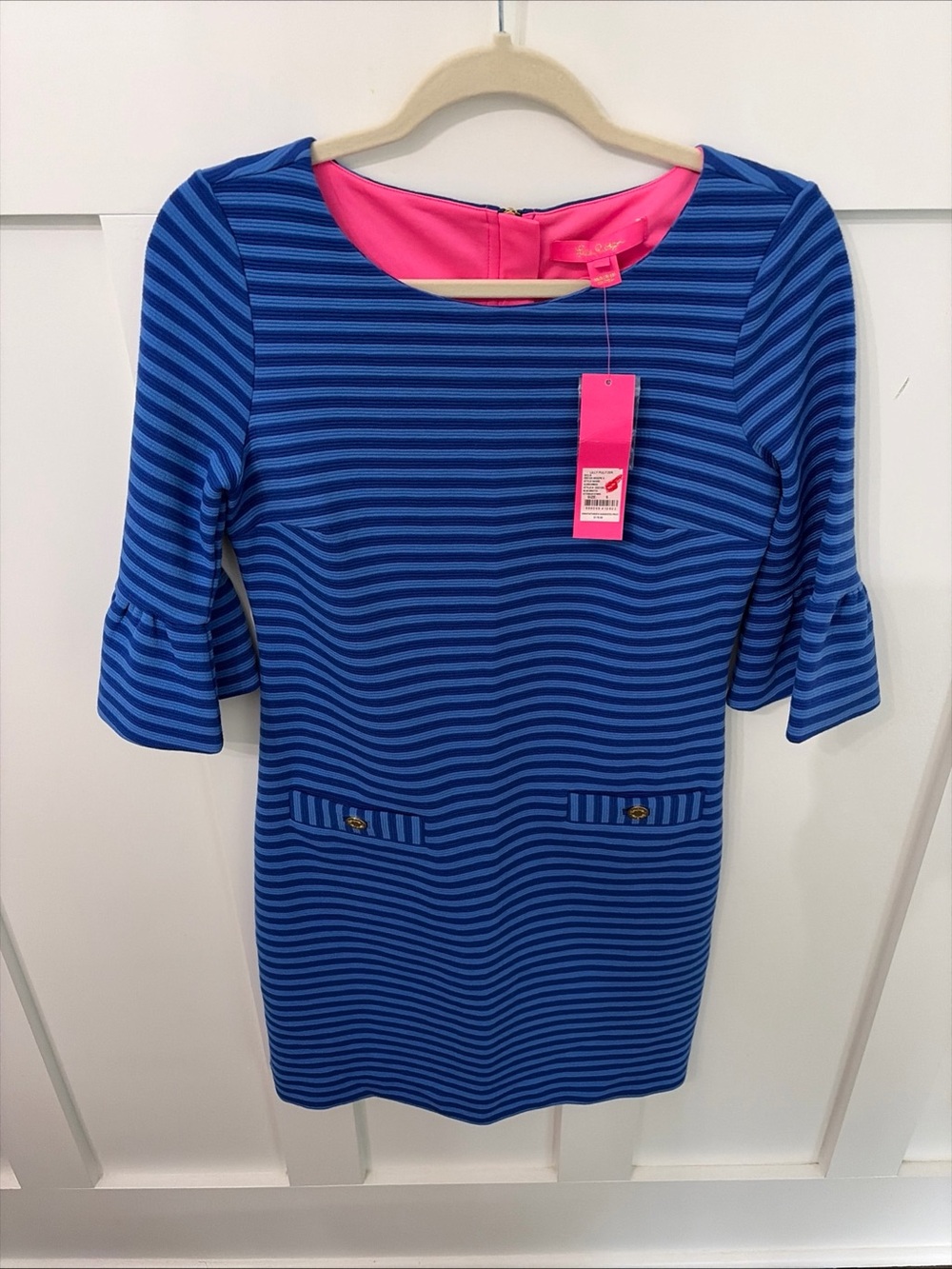 Lilly Pulitzer Blue Striped Shift Tunic with Pink Lining
